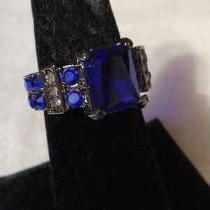 Blue and gunmetal ring size 6.5 NWT (sku 571)